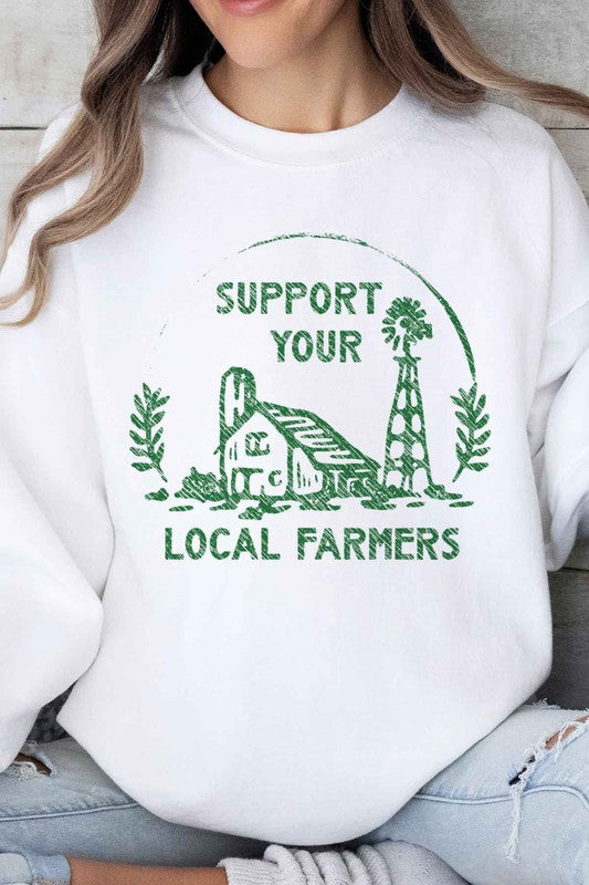 ROSEMEAD LOS ANGELES CO UNISEX "SUPPORT YOUR LOCAL FARMERS" OVERSIZED GRAPHIC SWEATSHIRT