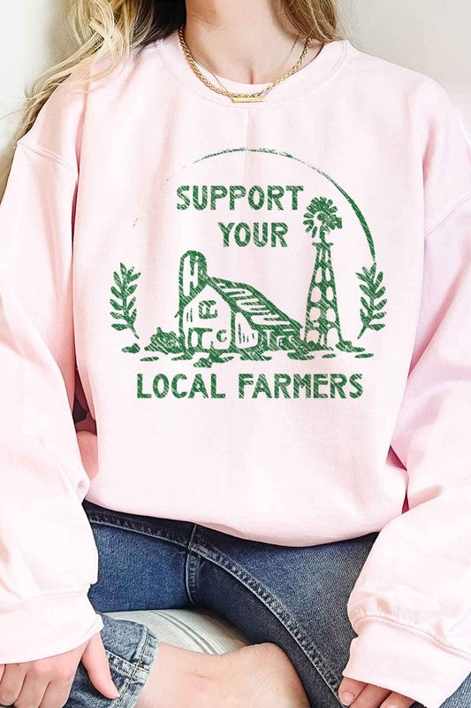 ROSEMEAD LOS ANGELES CO UNISEX "SUPPORT YOUR LOCAL FARMERS" OVERSIZED GRAPHIC SWEATSHIRT