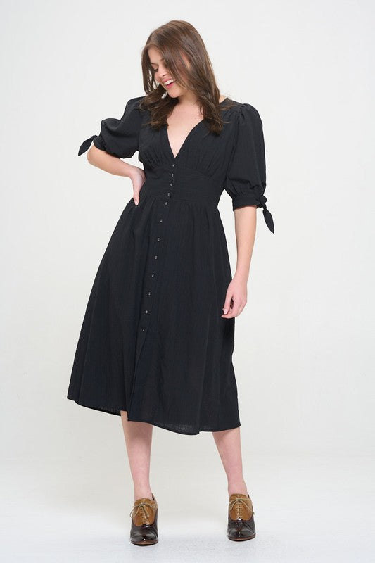 Jade By Jane 3/4 Puff Sleeve Dress