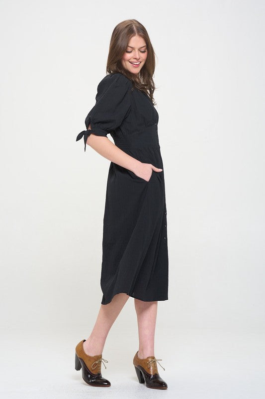 Jade By Jane 3/4 Puff Sleeve Dress