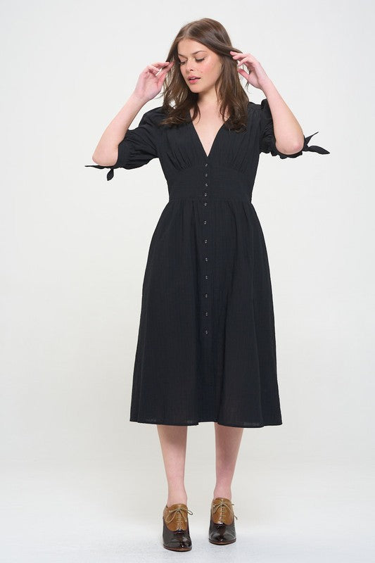 Jade By Jane 3/4 Puff Sleeve Dress