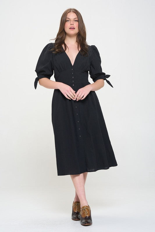 Jade By Jane 3/4 Puff Sleeve Dress