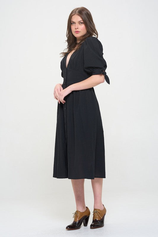 Jade By Jane 3/4 Puff Sleeve Dress