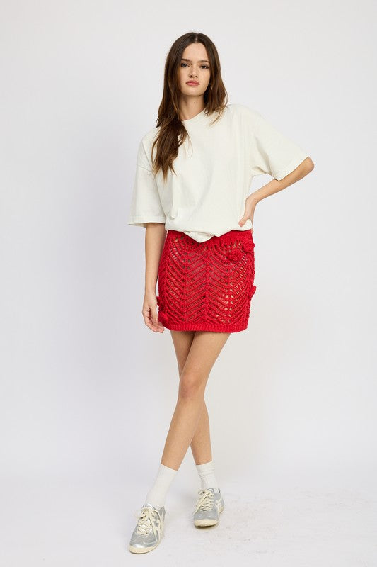 EMORY PARK CROCHET MINI SKIRT WTIH ROSETTE DETAIL