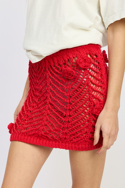 EMORY PARK CROCHET MINI SKIRT WTIH ROSETTE DETAIL