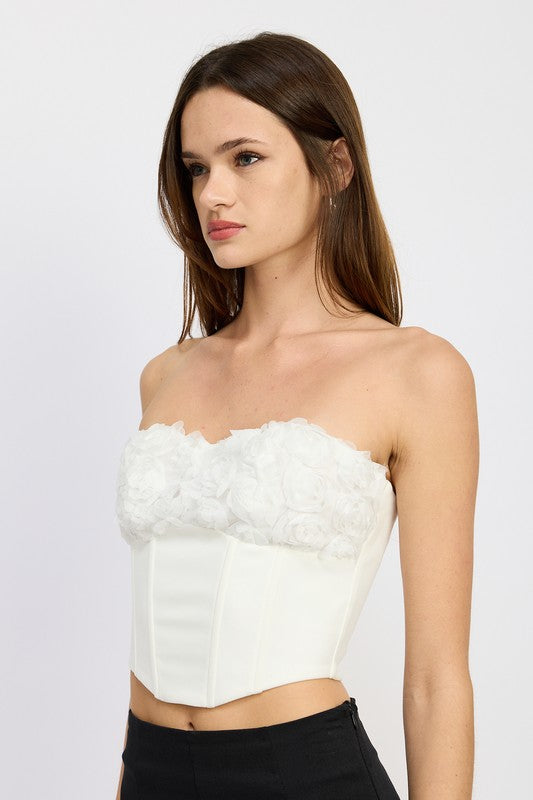 EMORY PARK CORSET TOP WITH LACE DETAIL