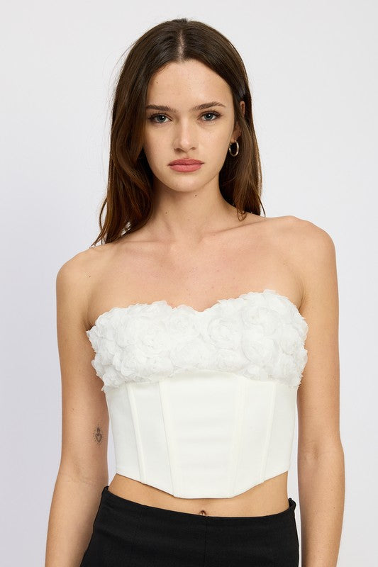 EMORY PARK CORSET TOP WITH LACE DETAIL