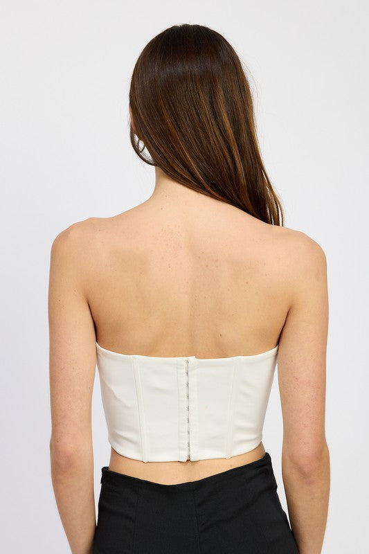 EMORY PARK CORSET TOP WITH LACE DETAIL