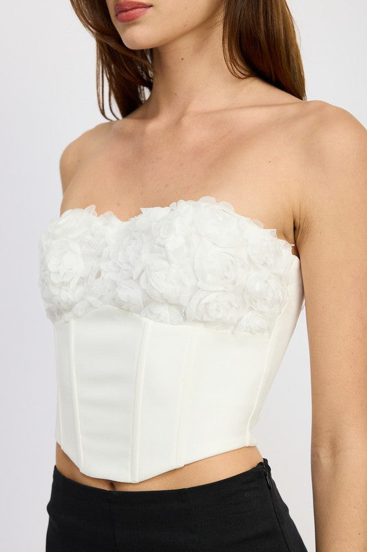 EMORY PARK CORSET TOP WITH LACE DETAIL