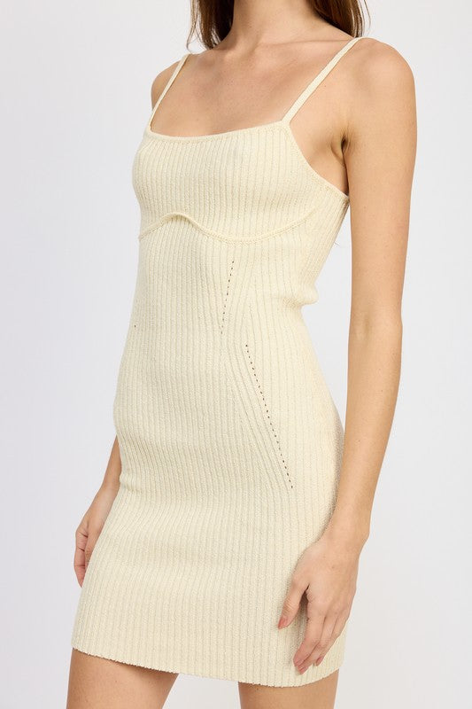 EMORY PARK RIBBED SPAGHETTI STRAP CAMI MINI DRESS IN 2 COLORS