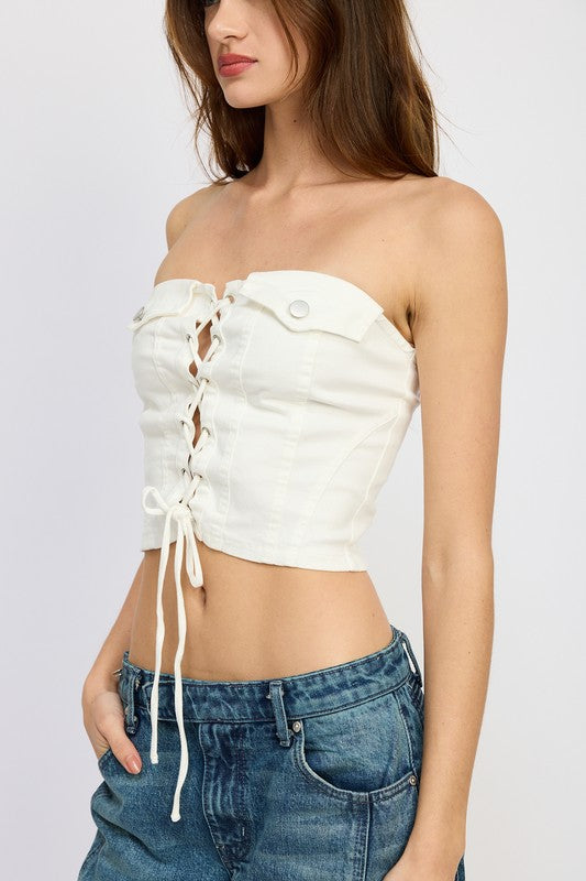 EMORY PARK LACE UP CORSET BUSTIER TOP IN 2 COLORS