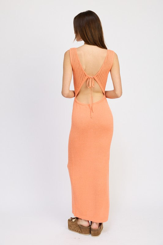 EMORY PARK CROCHET MAXI DRESS WITH BACK TIE DETAIL IN 3 COLORS