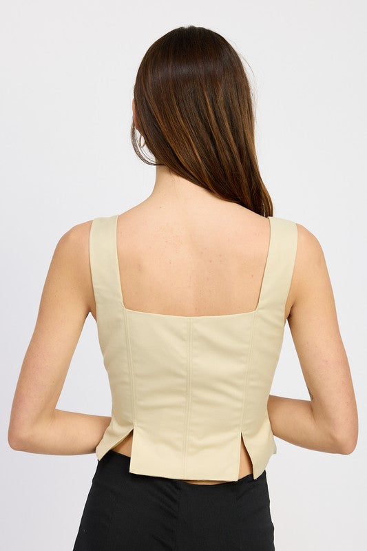 EMORY PARK BUSTIER TOP WITH SLIT DETAIL