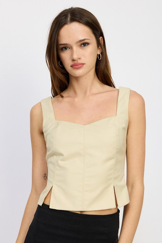 EMORY PARK BUSTIER TOP WITH SLIT DETAIL