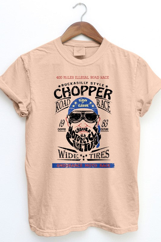 Rebel Stitch Unisex "Chopper Road Race" Garment Dyed Graphic T-Shirt in 4 Colors