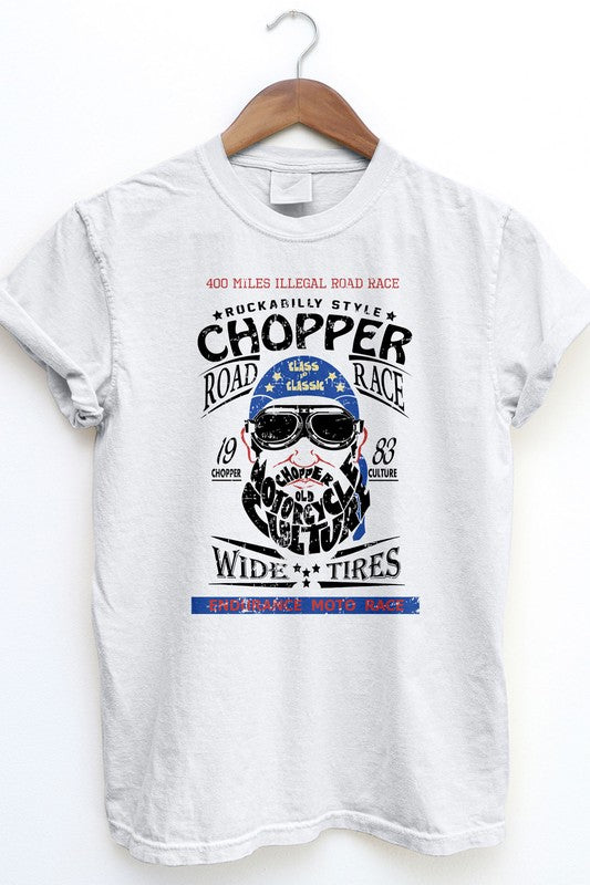 Rebel Stitch Unisex "Chopper Road Race" Garment Dyed Graphic T-Shirt in 4 Colors