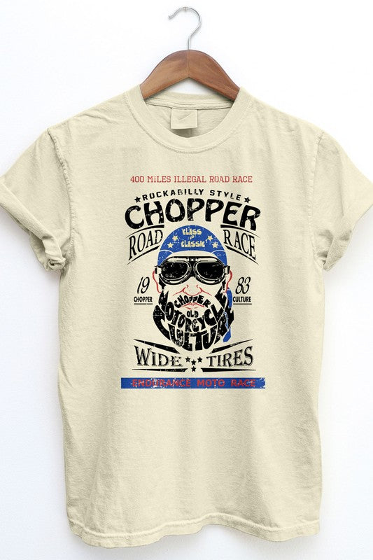 Rebel Stitch Unisex "Chopper Road Race" Garment Dyed Graphic T-Shirt in 4 Colors