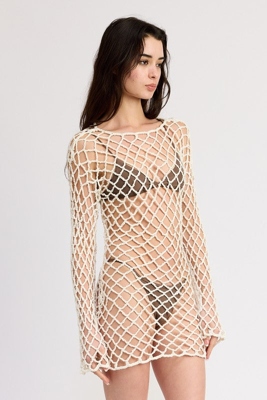 EMORY PARK BOLD CROCHET MINI DRESS SWIMSUIT COVER UP