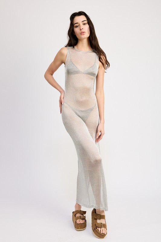 EMORY PARK SHEER MAXI DRESS WITH SIDE SLIT