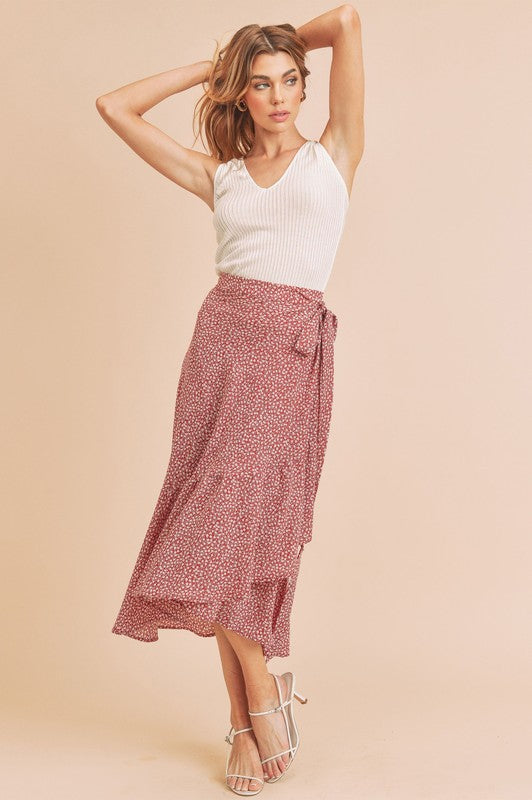 Aemi + Co Cara Floral Wrap Midi Skirt in 5 Colors