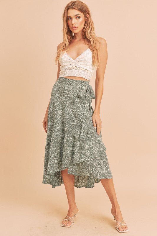 Aemi + Co Cara Floral Wrap Midi Skirt in 5 Colors