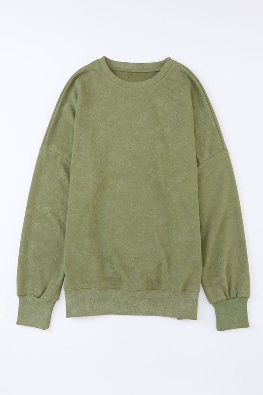 EG Fashion Light Washed Split Hem Oversized Sweatshirt in 2 Colors