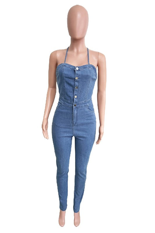 BY CLAUDE DENIM SEXY JUMPSUIT