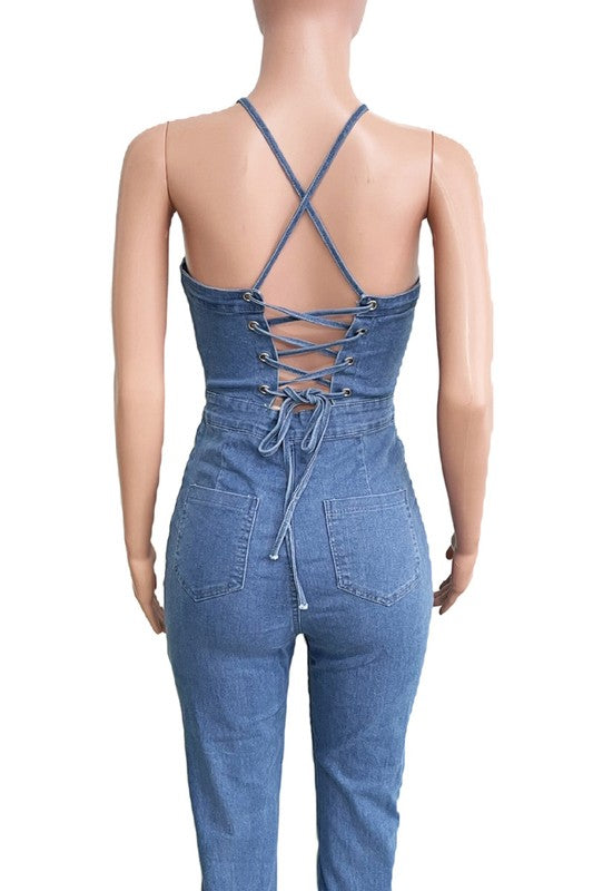 BY CLAUDE DENIM SEXY JUMPSUIT