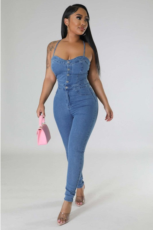 BY CLAUDE DENIM SEXY JUMPSUIT