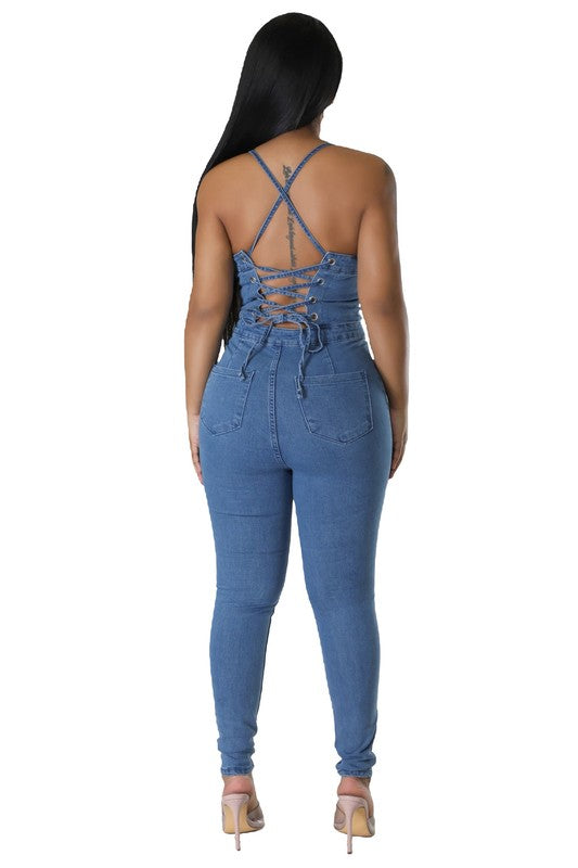 BY CLAUDE DENIM SEXY JUMPSUIT