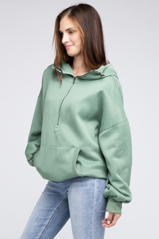 BiBi Oversized Half Zip Hoodie Sweatshirt in 4 Colors - Only Extra Large Available