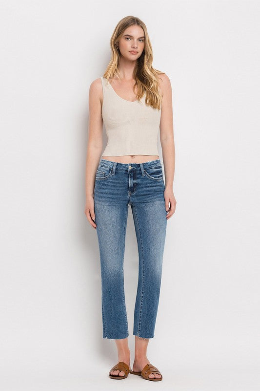 VERVET By Flying Monkey Mid Rise Straight Leg Crop Jeans