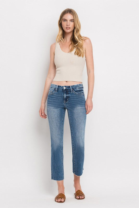 VERVET By Flying Monkey Mid Rise Straight Leg Crop Jeans