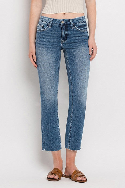 VERVET By Flying Monkey Mid Rise Straight Leg Crop Jeans