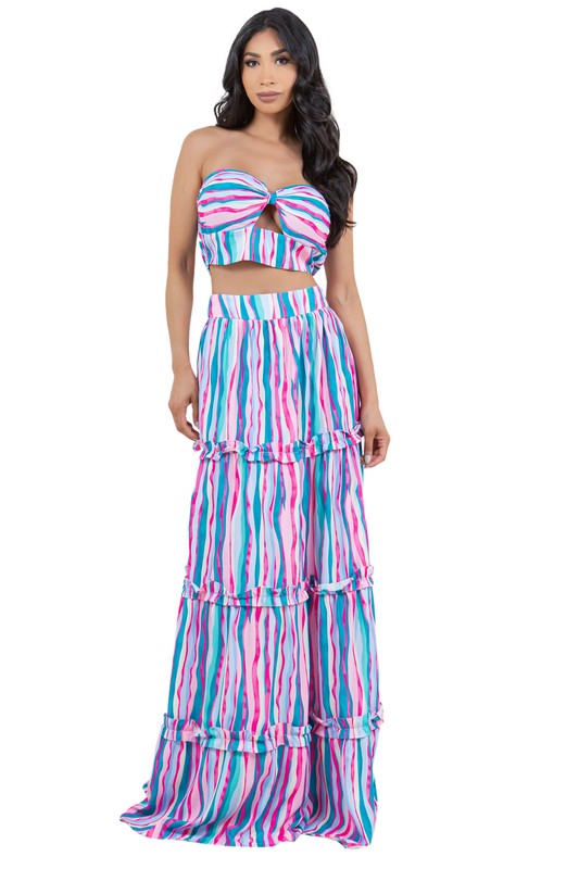 BY CLAUDE TWO PIECE STRAPLESS TOP AND MAXI SKIRT DRESS SET