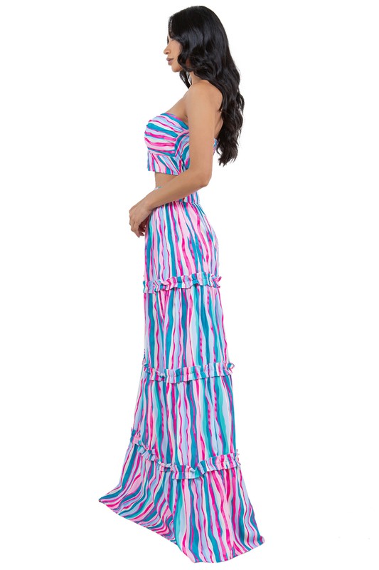 BY CLAUDE TWO PIECE STRAPLESS TOP AND MAXI SKIRT DRESS SET