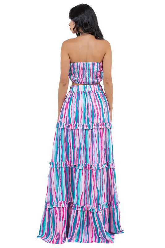 BY CLAUDE TWO PIECE STRAPLESS TOP AND MAXI SKIRT DRESS SET