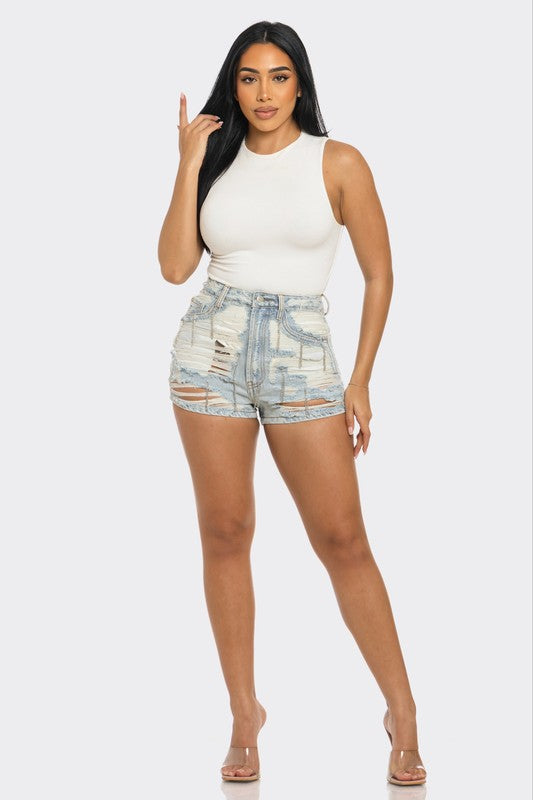 Athina Rebel Spirit Distressed Denim Shorts