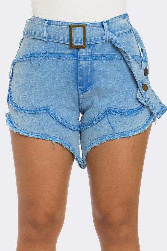 Athina Casual Summer Strap Shorts in Denim or White