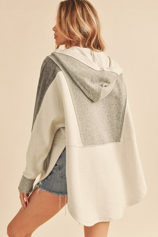 Aemi + Co Dove Oversized Hooded Henley Sweatshirt in 11 Colors