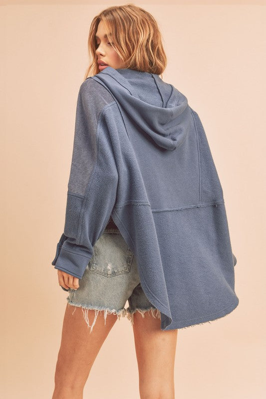 Aemi + Co Dove Oversized Hooded Henley Sweatshirt in 11 Colors