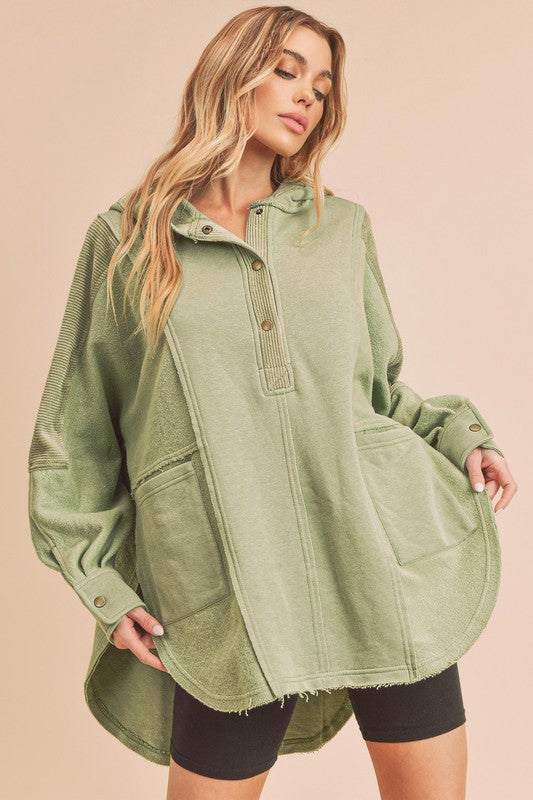 Aemi + Co Dove Oversized Hooded Henley Sweatshirt in 11 Colors