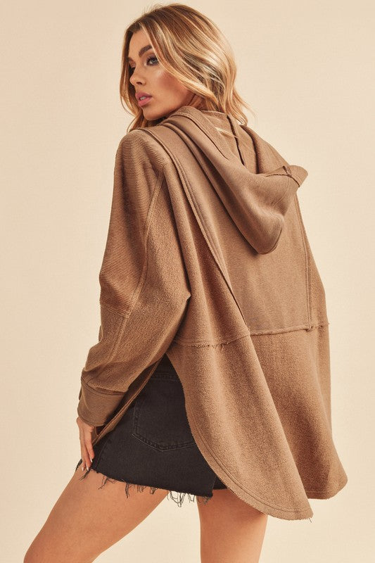 Aemi + Co Dove Oversized Hooded Henley Sweatshirt in 11 Colors