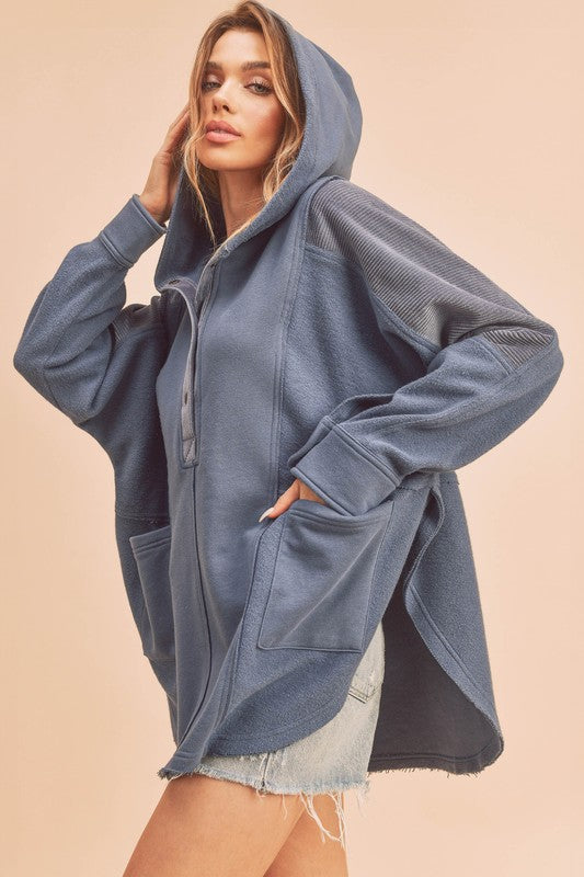 Aemi + Co Dove Oversized Hooded Henley Sweatshirt in 11 Colors