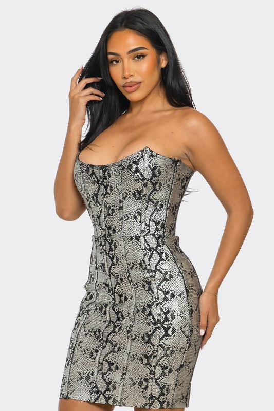 Athina Serpentine Glamour Bodycon Dress in Gold or Silver