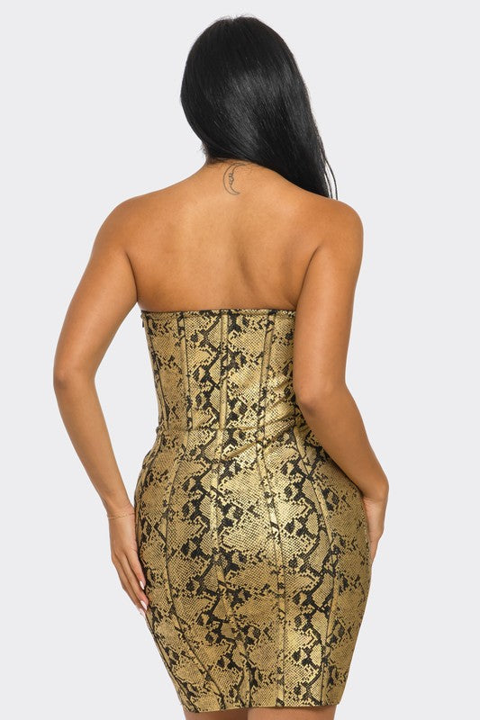 Athina Serpentine Glamour Bodycon Dress in Gold or Silver