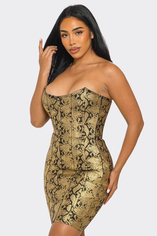 Athina Serpentine Glamour Bodycon Dress in Gold or Silver