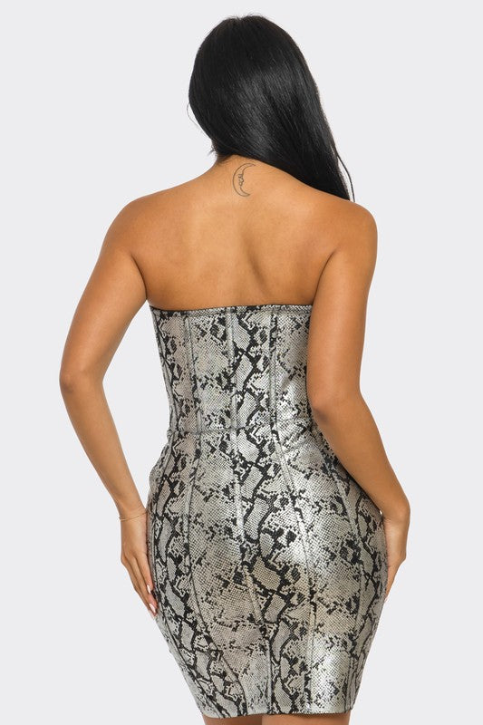 Athina Serpentine Glamour Bodycon Dress in Gold or Silver