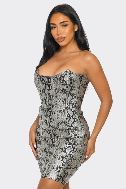 Athina Serpentine Glamour Bodycon Dress in Gold or Silver