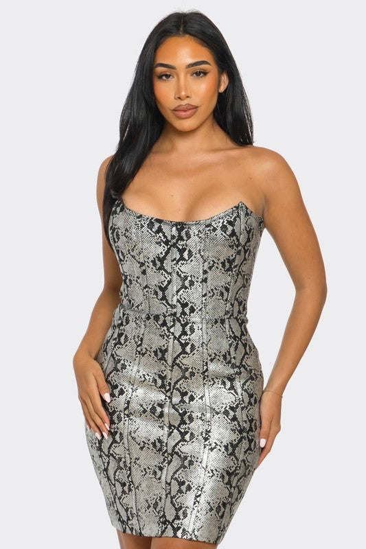 Athina Serpentine Glamour Bodycon Dress in Gold or Silver